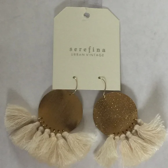 Free People Anthropologie Serefina Tassel Gong Sparkle Earrings - Picture 8 of 8
